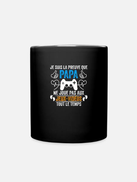 Papa Gamer Humour Cadeau Bébé Gamer Papa Geek - Mug uni - noir