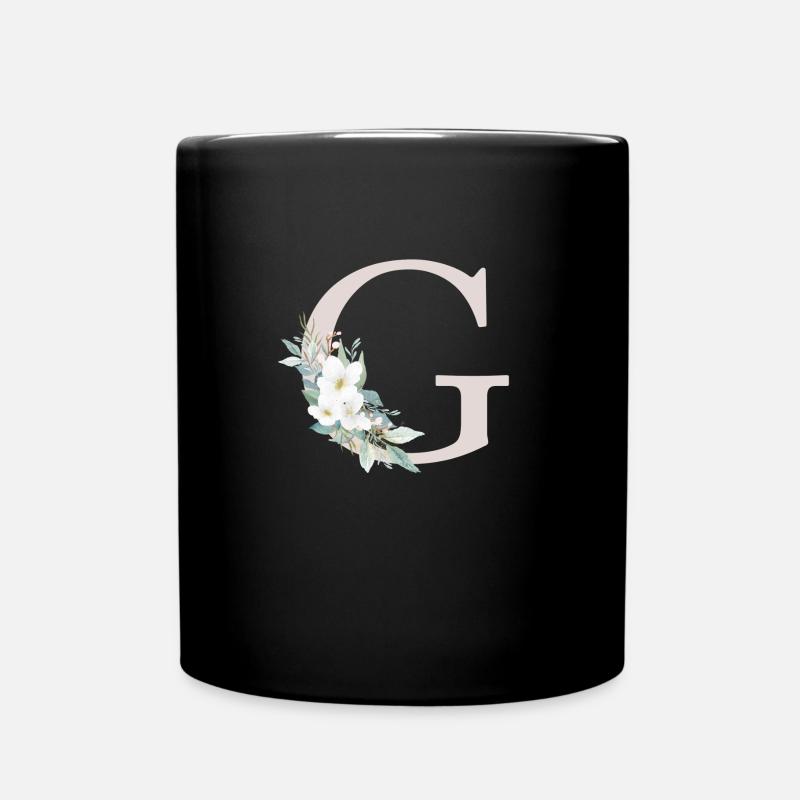 Customizable Monogram G White Green - Full Colour Mug - black