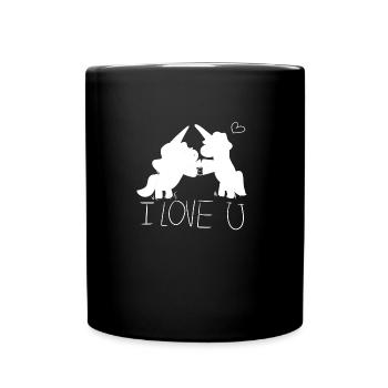 unicorn i love you couple - Full Colour Mug - black - Front