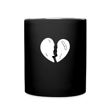 cartoon gebrochenes herz rot - Tasse einfarbig - Schwarz - Vorne