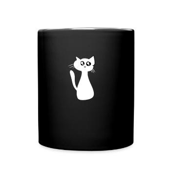 mignon animal de compagnie de chat grands yeux - Mug uni - noir - Devant