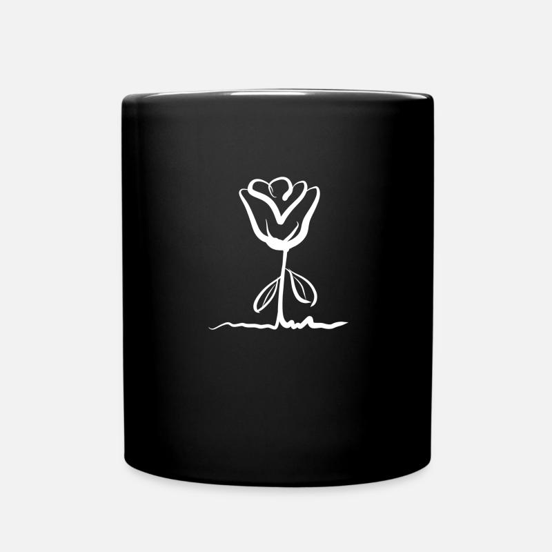 Blume rose pflanze symbol blätter - Tasse einfarbig - Schwarz