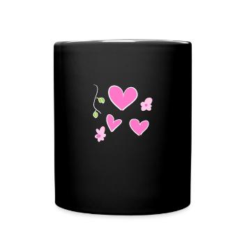 Herzen Symbol Ast Natur - Tasse einfarbig - Schwarz - Vorne