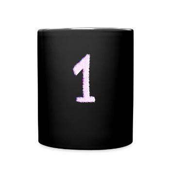 pink one number number team - Full Colour Mug - black - Front