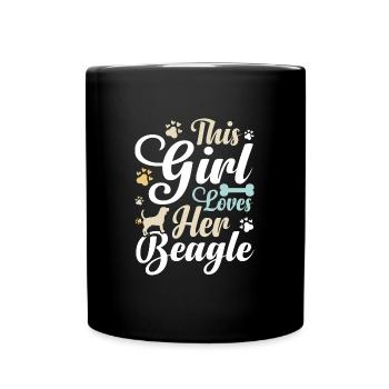 This Girl Loves Her Beagle Funny Beagle Dog Owner - Tasse einfarbig - Schwarz - Vorne