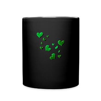 Heart pattern green symbol glitter - Full Colour Mug - black - Front