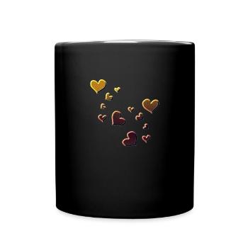 Motif Cœur Coeur Symbole rouge paillettes jaune - Mug uni - noir - Devant