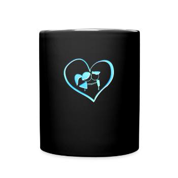 Symbol herz liebespaar pärchen blau - Tasse einfarbig - Schwarz - Vorne