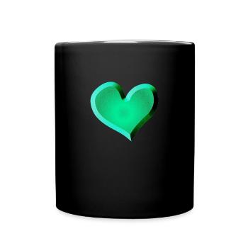 green heart symbol glitter green - Full Colour Mug - black - Front