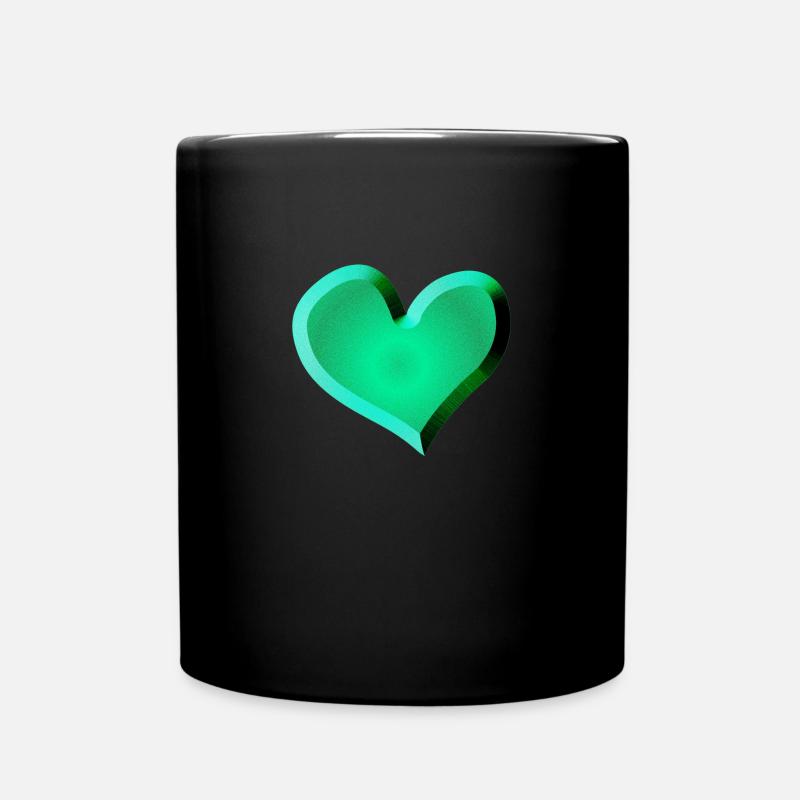 grünes Herz Symbol Glitzer grün - Tasse einfarbig - Schwarz