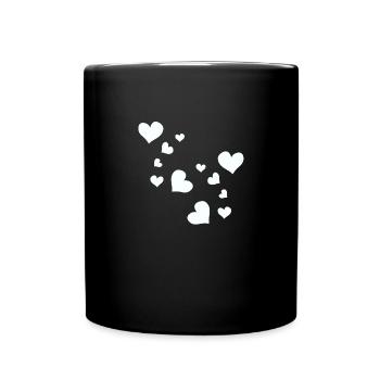 Muster Herzen Herz Symbol - Tasse einfarbig - Schwarz - Vorne