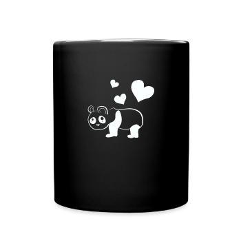 Panda Bär tier Herzen - Tasse einfarbig - Schwarz - Vorne
