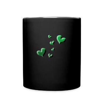 grüne herzen muster glitzer - Tasse einfarbig - Schwarz - Vorne