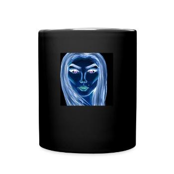 Frau Symbol Gesicht Kunst Zeichnung - Tasse einfarbig - Schwarz - Vorne