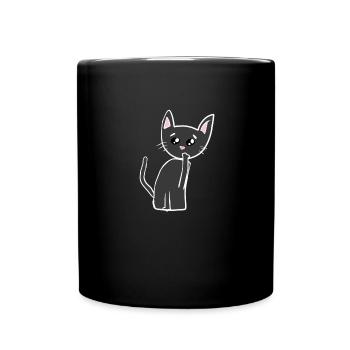 Sad Cat Animal Symbol Sad - Full Colour Mug - black - Front