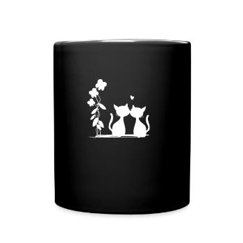 les amoureux des chats adorent la plante à chat - Mug uni - noir - Devant