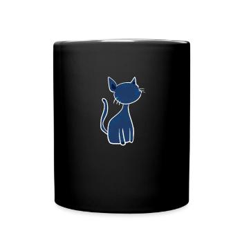 blue cat symbol cute cartoon - Full Colour Mug - black - Front