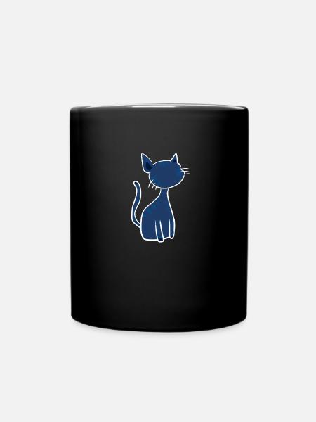 blaue Katze symbol süß cartoon - Tasse einfarbig - Schwarz