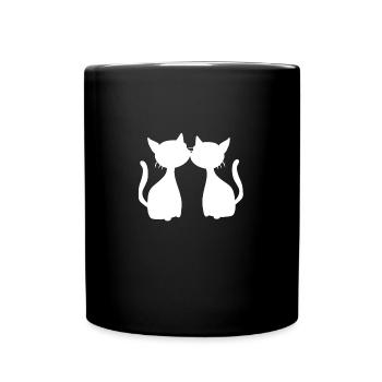 zwei Katzen Symbol Freunde Katze - Tasse einfarbig - Schwarz - Vorne
