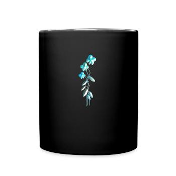 blue flowers symbol glitter plant - Full Colour Mug - black - Front