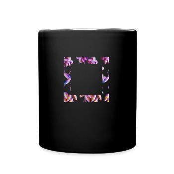 purple flowers glitter plant frame - Full Colour Mug - black - Front