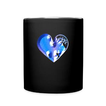 herz blau glitzer narben - Tasse einfarbig - Schwarz - Vorne