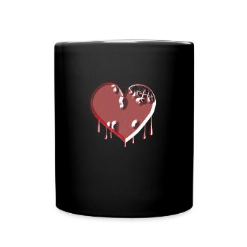 herz symbol gebrochen rot narben - Tasse einfarbig - Schwarz - Vorne