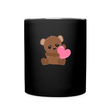 Bär Herz Liebe Tier Süß Teddy - Tasse einfarbig - Schwarz - Vorne