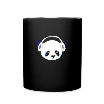 Panda Casque Musique Tête Animal - Mug uni - noir - Devant