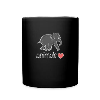 Tiere Herz Elefant Symbol - Tasse einfarbig - Schwarz - Vorne