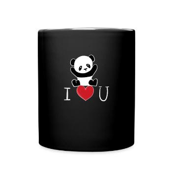 Panda ich liebe dich tier symbol - Tasse einfarbig - Schwarz - Vorne
