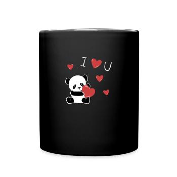 Panda Tier ich liebe dich süß - Tasse einfarbig - Schwarz - Vorne