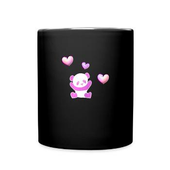 pink panda animal hearts - Full Colour Mug - black - Front