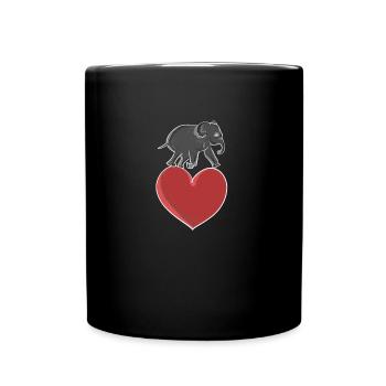 rotes Herz Elefant Tier Symbol Tierliebe - Tasse einfarbig - Schwarz - Vorne