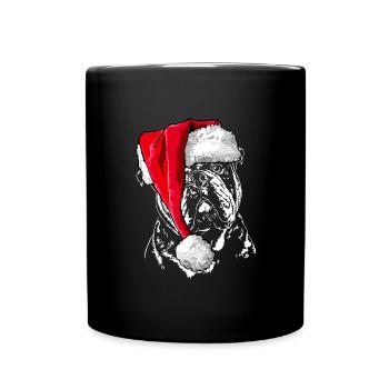 Santa OLD ENGLISH BULLDOG Weihnachten OEB Wilsigns - Tasse einfarbig - Schwarz - Vorne