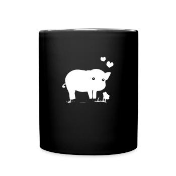 Schwein Süß rosa herzen blume - Tasse einfarbig - Schwarz - Vorne
