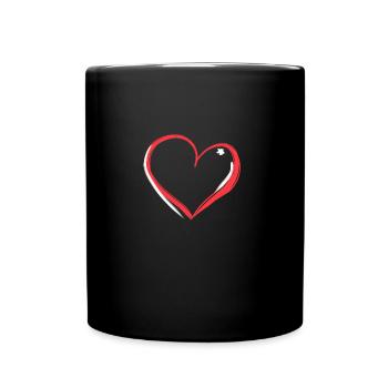 rotes herz symbol liebe - Tasse einfarbig - Schwarz - Vorne