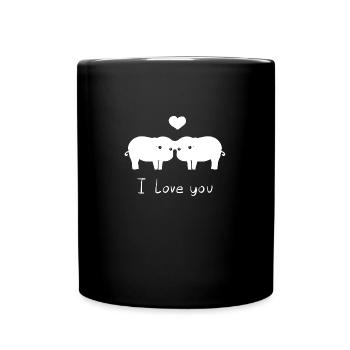 Schweine pärchen ich liebe dich - Tasse einfarbig - Schwarz - Vorne
