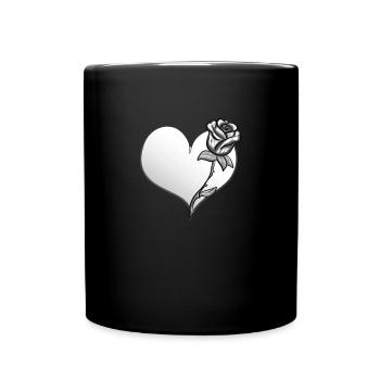 rose blume herz form symbol grau - Tasse einfarbig - Schwarz - Vorne