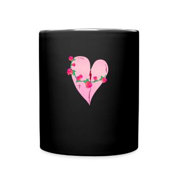 herz rosen narben rosa symbol - Tasse einfarbig - Schwarz - Vorne