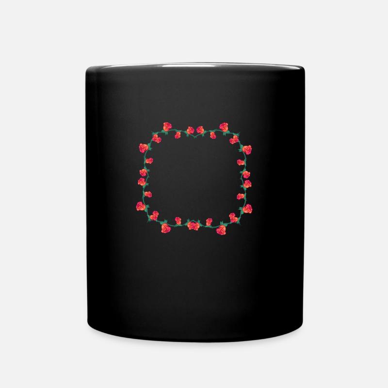 rahmen rosen blume rose quadrat blumen - Tasse einfarbig - Schwarz