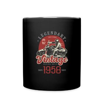 1958 Jubiläums-Oldtimer-Biker-Motorrad - Tasse einfarbig - Schwarz - Vorne