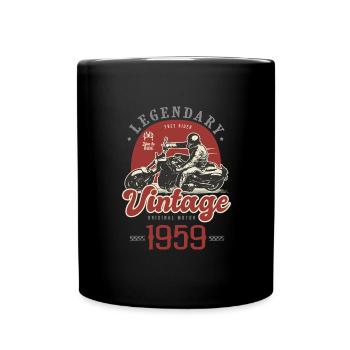 1959 Jubiläums-Oldtimer-Biker-Motorrad - Tasse einfarbig - Schwarz - Vorne