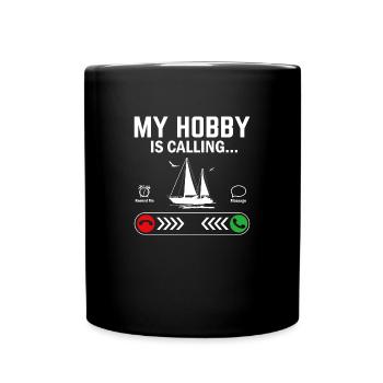 My sailboat calls me the sail Captain Skipper - Full Colour Mug - black - Front