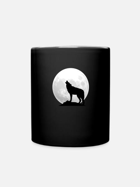 Wolf Mond - Tasse einfarbig - Schwarz