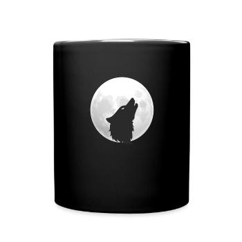 Full moon wolf's head - Full Colour Mug - black - Front