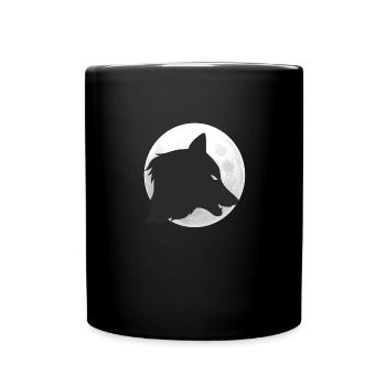 Tête de loup pleine lune - Mug uni - noir - Devant