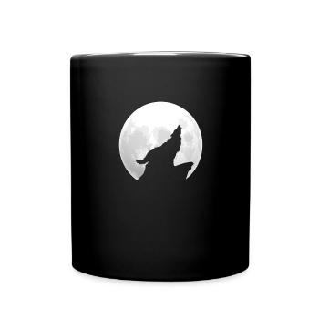 Vollmond wolfs gruss - Tasse einfarbig - Schwarz - Vorne