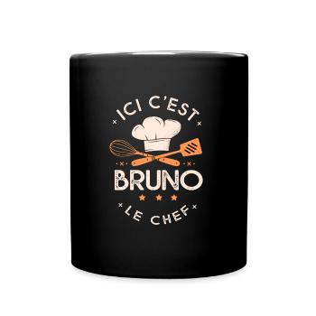 Bruno Chef Ici c est bruno le chef cuisinier - Mug uni - noir - Devant