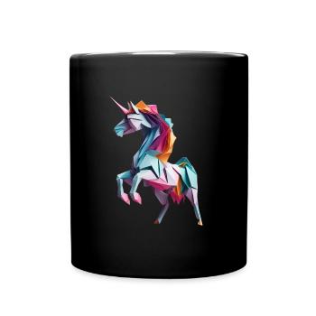 Licorne épique en origami - Mug uni - noir - Devant